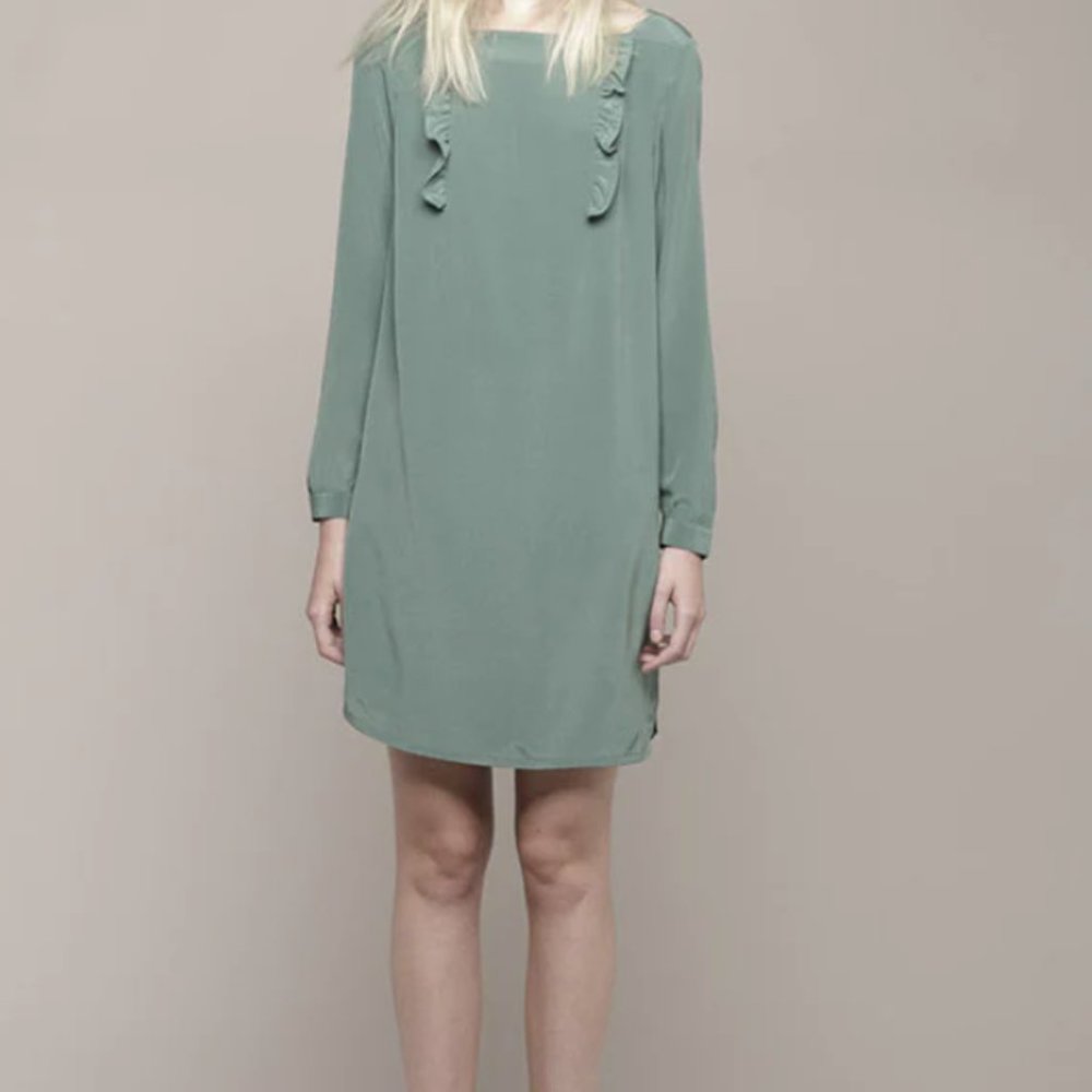 100% Silk Slip Dress with Ruffle Detail A.P.C.